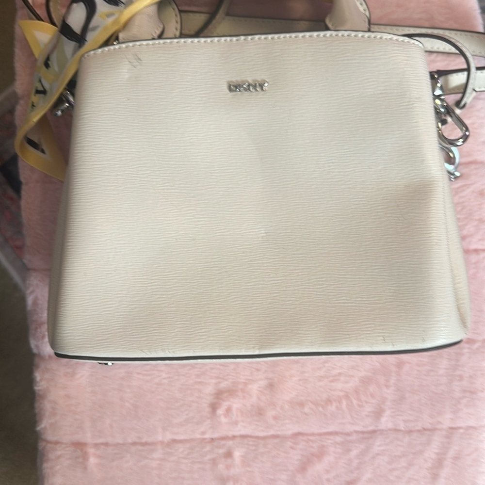 DKNY Cream Crossbody Bag with Minimalist Design